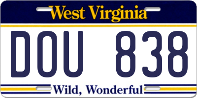 WV license plate DOU838