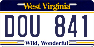 WV license plate DOU841