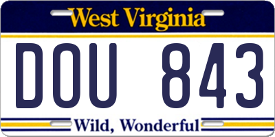 WV license plate DOU843