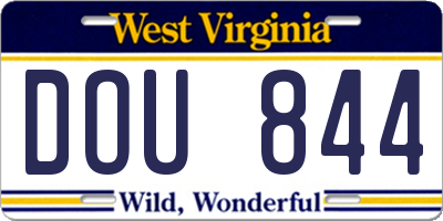 WV license plate DOU844