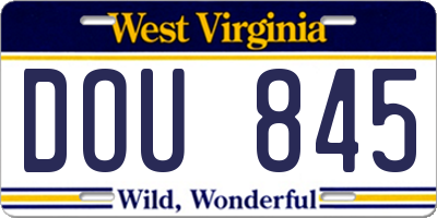 WV license plate DOU845
