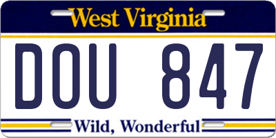 WV license plate DOU847