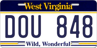 WV license plate DOU848