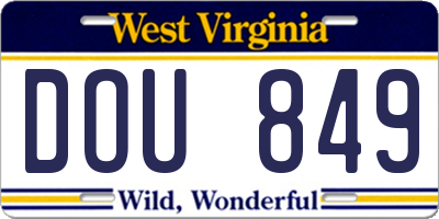 WV license plate DOU849