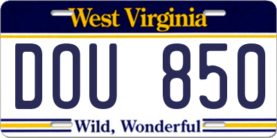 WV license plate DOU850