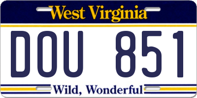 WV license plate DOU851