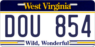 WV license plate DOU854