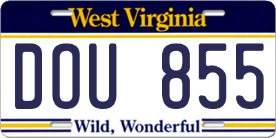 WV license plate DOU855