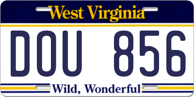 WV license plate DOU856