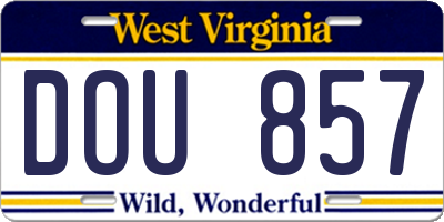WV license plate DOU857