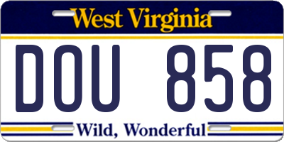 WV license plate DOU858