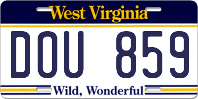 WV license plate DOU859