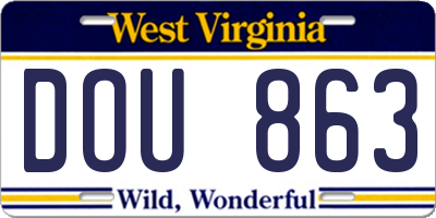 WV license plate DOU863