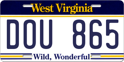 WV license plate DOU865