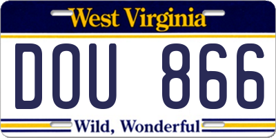 WV license plate DOU866