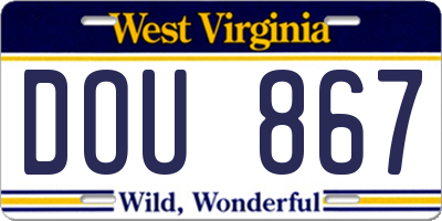 WV license plate DOU867
