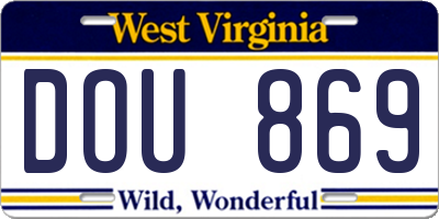 WV license plate DOU869