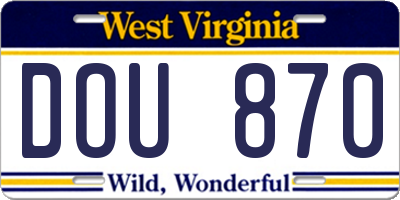 WV license plate DOU870