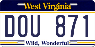 WV license plate DOU871