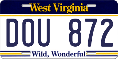 WV license plate DOU872