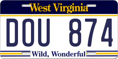 WV license plate DOU874