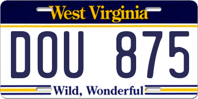 WV license plate DOU875