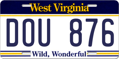 WV license plate DOU876