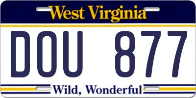 WV license plate DOU877