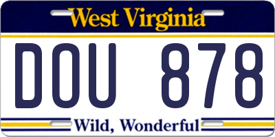 WV license plate DOU878