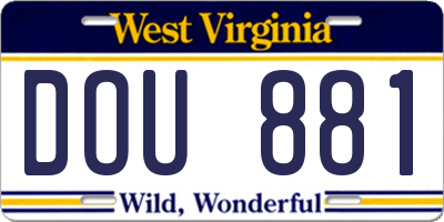 WV license plate DOU881