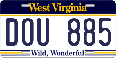 WV license plate DOU885