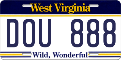 WV license plate DOU888
