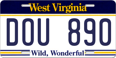 WV license plate DOU890