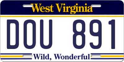WV license plate DOU891