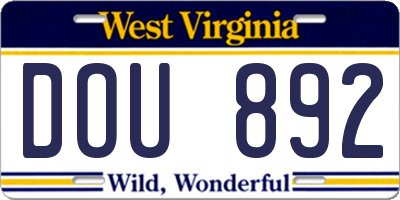 WV license plate DOU892