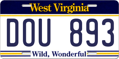 WV license plate DOU893