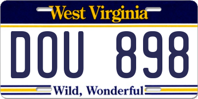 WV license plate DOU898
