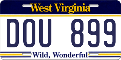 WV license plate DOU899
