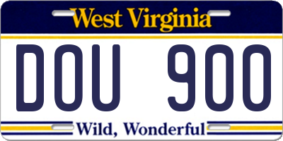 WV license plate DOU900