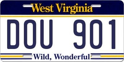 WV license plate DOU901