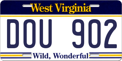 WV license plate DOU902