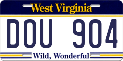 WV license plate DOU904
