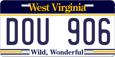 WV license plate DOU906