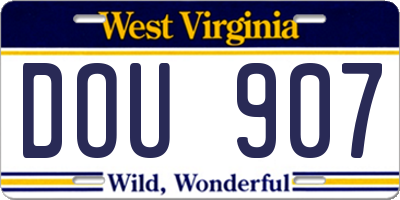 WV license plate DOU907