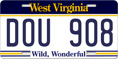 WV license plate DOU908