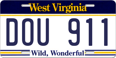 WV license plate DOU911