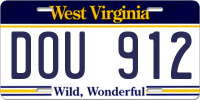 WV license plate DOU912