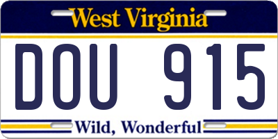 WV license plate DOU915