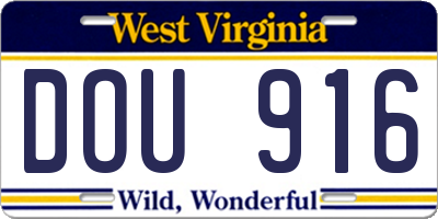 WV license plate DOU916
