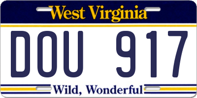 WV license plate DOU917
